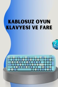 Retro Tarz Kablosuz Klavye Mouse Seti – 104 Tuşlu, Ergonomik Tasarım