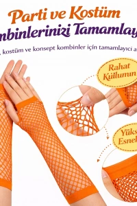 Retro Turuncu File Parmaksız Eldiven 26 cm