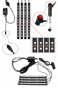 RGB Araç İçi Şerit LED Seti Müzik Kontrollü Ambiyans Aydınlatma