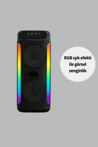 RGB Işıklı Çift Hoparlörlü Taşınabilir Bluetooth Speaker ve Mikrofon