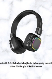 RGB Işıklı Katlanabilir Bluetooth 5.3 Kulak Üstü Kulaklık