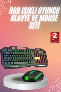 RGB Işıklı   Klavye Q Klavye Mouse Hediyeli