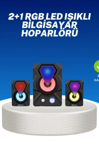 RGB Işıklı USB Hoparlör Seti 9W Çıkış Gücü Derin Bas