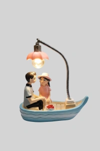 Romantik Çift Figürlü Gece Lambası Sandal Model Sevgiliye Özel Hediye