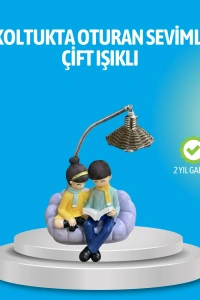 Romantik Çift Figürlü Okuyan Çift Masa Lambası Dekoratif LED Aydınlatma