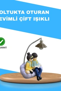 Romantik Çift Temalı Dekoratif Masa Lambası Yumuşak LED Işık