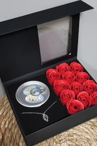 Romantik Gül ve İstiridye İnci Kolye Seti