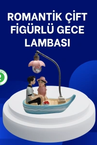 Romantik Sandal Üzerinde Çift Figürü LED Gece Lambası Masa Dekoru