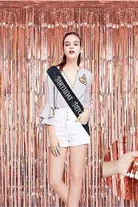 Rose Gold Püsküllü Kapı Perdesi