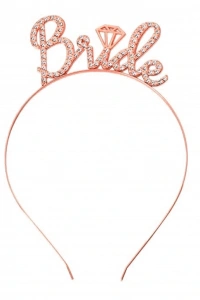 Rose Gold Renkli Taşlı “Bride” Gelin Tacı