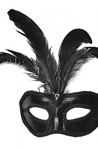 Rugan Kaplama Kırmızı Tüylü Parti Maskesi