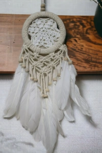Rüya Kovan Dream Catcher Beyaz Kuş Tüylü