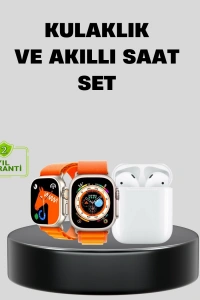S8 Ultra Akıllı Saat ve Bluetooth Kablosuz Kulaklık 2’li Set