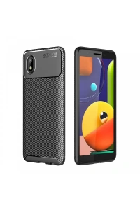 Samsung Galaxy A01 Core Kılıf Auto Focus Karbon Kapak - Siyah