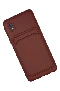 Samsung Galaxy A01 Core Kılıf Kelvin Kartvizitli Silikon - Bordo