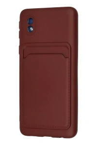 Samsung Galaxy A01 Core Kılıf Kelvin Kartvizitli Silikon - Bordo