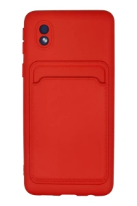 Samsung Galaxy A01 Core Kılıf Kelvin Kartvizitli Silikon - Kırmızı