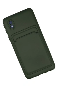 Samsung Galaxy A01 Core Kılıf Kelvin Kartvizitli Silikon - Koyu Yeşil