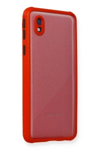 Samsung Galaxy A01 Core Kılıf Miami Şeffaf Silikon - Kırmızı