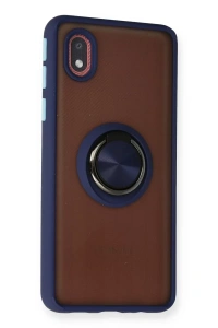 Samsung Galaxy A01 Core Kılıf Montreal Yüzüklü Silikon Kapak - Lacivert