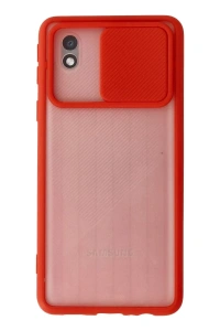 Samsung Galaxy A01 Core Kılıf Palm Buzlu Kamera Sürgülü Silikon - Kırmızı
