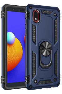 Samsung Galaxy A01 Core Kılıf Sofya Yüzüklü Silikon Kapak - Lacivert