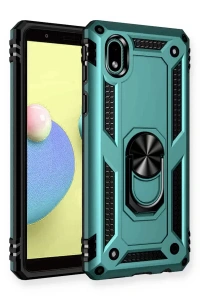 Samsung Galaxy A01 Core Kılıf Sofya Yüzüklü Silikon Kapak - Yeşil