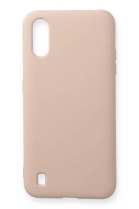 Samsung Galaxy A01 Kılıf Nano içi Kadife Silikon - Pudra