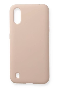 Samsung Galaxy A01 Kılıf Nano içi Kadife Silikon - Pudra