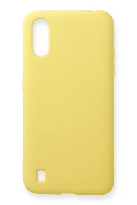 Samsung Galaxy A01 Kılıf Nano içi Kadife Silikon - Sarı