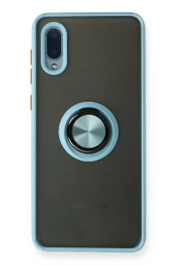 Samsung Galaxy A02 Kılıf Montreal Yüzüklü Silikon Kapak - Buz Mavi