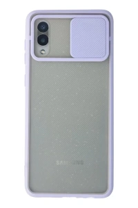 Samsung Galaxy A02 Kılıf Palm Buzlu Kamera Sürgülü Silikon - Lila