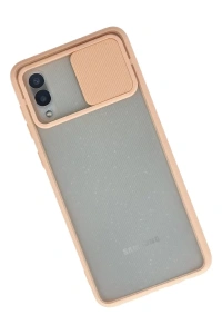 Samsung Galaxy A02 Kılıf Palm Buzlu Kamera Sürgülü Silikon - Pembe