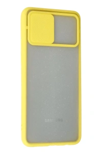 Samsung Galaxy A02 Kılıf Palm Buzlu Kamera Sürgülü Silikon - Sarı