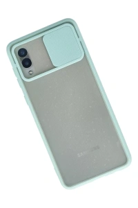 Samsung Galaxy A02 Kılıf Palm Buzlu Kamera Sürgülü Silikon - Turkuaz