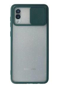 Samsung Galaxy A02 Kılıf Palm Buzlu Kamera Sürgülü Silikon - Yeşil