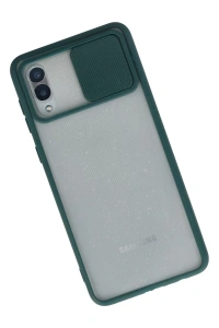 Samsung Galaxy A02 Kılıf Palm Buzlu Kamera Sürgülü Silikon - Yeşil