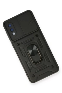 Samsung Galaxy A02 Kılıf Pars Lens Yüzüklü Silikon - Siyah