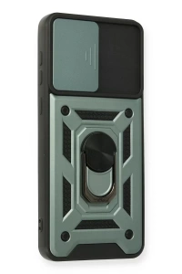 Samsung Galaxy A02 Kılıf Pars Lens Yüzüklü Silikon - Yeşil