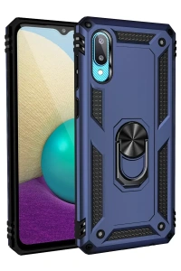 Samsung Galaxy A02 Kılıf Sofya Yüzüklü Silikon Kapak - Lacivert
