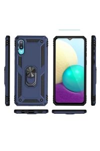 Samsung Galaxy A02 Kılıf Sofya Yüzüklü Silikon Kapak - Lacivert