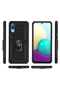 Samsung Galaxy A02 Kılıf Sofya Yüzüklü Silikon Kapak - Siyah
