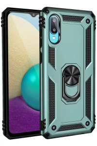 Samsung Galaxy A02 Kılıf Sofya Yüzüklü Silikon Kapak - Yeşil