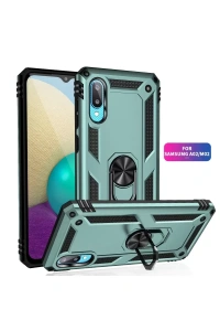 Samsung Galaxy A02 Kılıf Sofya Yüzüklü Silikon Kapak - Yeşil