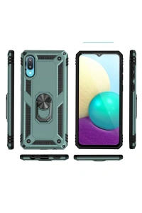 Samsung Galaxy A02 Kılıf Sofya Yüzüklü Silikon Kapak - Yeşil