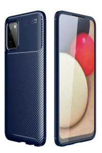 Samsung Galaxy A02S Kılıf Auto Focus Karbon Kapak - Lacivert