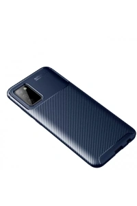 Samsung Galaxy A02S Kılıf Auto Focus Karbon Kapak - Lacivert