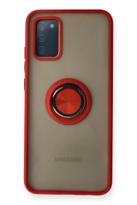Samsung Galaxy A02S Kılıf Montreal Yüzüklü Silikon Kapak - Kırmızı