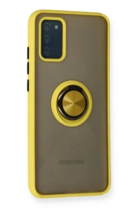 Samsung Galaxy A02S Kılıf Montreal Yüzüklü Silikon Kapak - Sarı