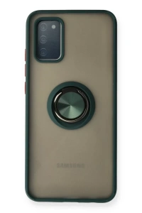 Samsung Galaxy A02S Kılıf Montreal Yüzüklü Silikon Kapak - Yeşil